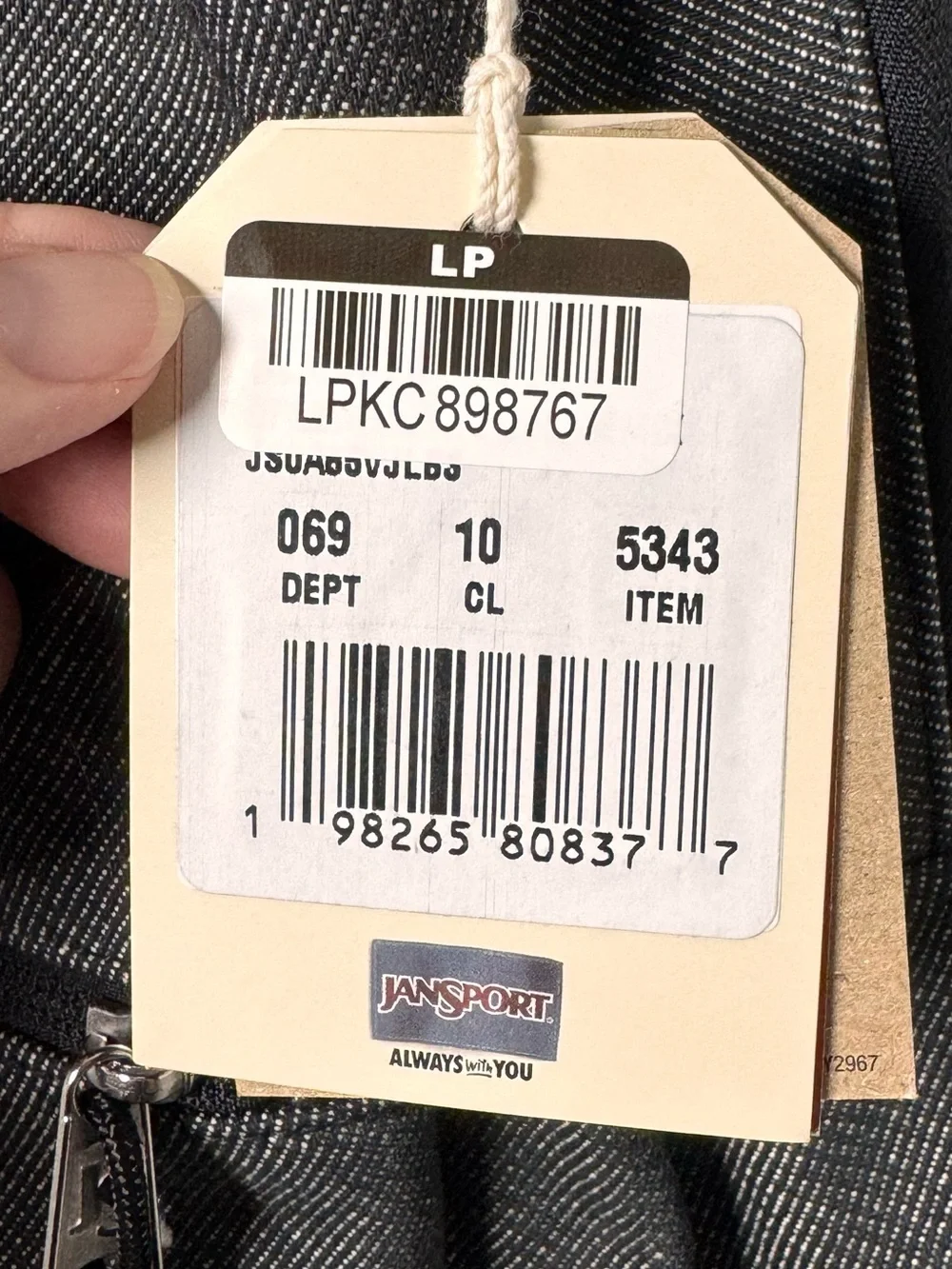 JanSport Cross Town Plus Backpack NWT Dark Gray Black 15” Laptop Sleeve